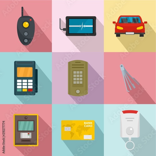Signal system icons set. Flat set of 9 signal system vector icons for web isolated on white background
