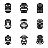 African people icons set. Simple set of 9 african people vector icons for web isolated on white background