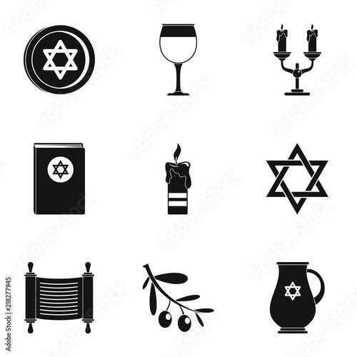 Theism icons set. Simple set of 9 theism vector icons for web isolated on white background