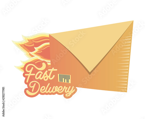 fast delivery service with envelopes vector illustration design