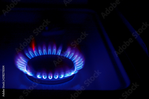 Gas cooker with fire