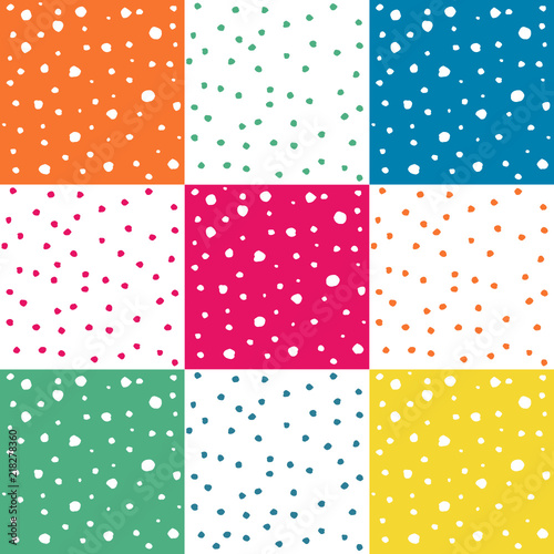 Set of seamless colorful dots pattern