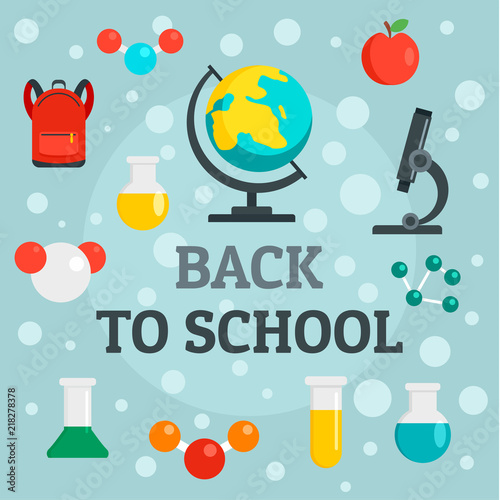 Back to school chemistry background. Flat illustration of back to school chemistry vector background for web design