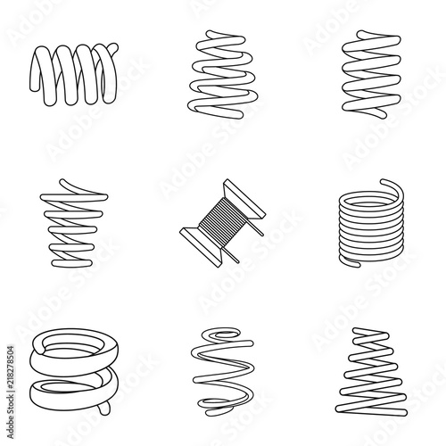 Skein icons set. Isometric set of 9 skein vector icons for web isolated on white background