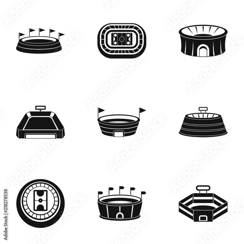 Main stadium icons set. Simple set of 9 main stadium vector icons for web isolated on white background
