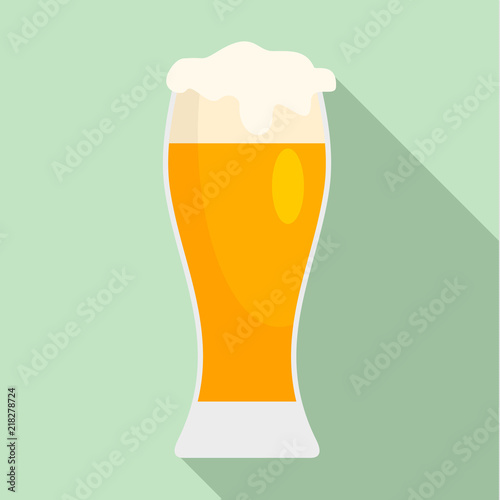 Glass of pub beer icon. Flat illustration of glass of pub beer vector icon for web design photo