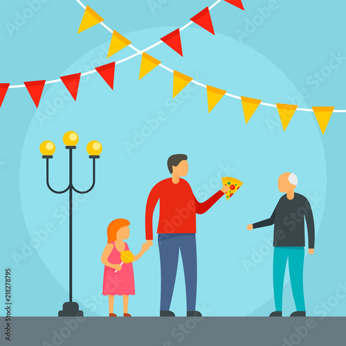 Pizza day festival holiday background. Flat illustration of pizza day festival holiday vector background for web design