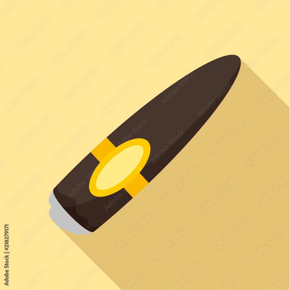 Big brown cuban cigar icon. Flat illustration of big brown cuban cigar vector icon for web design