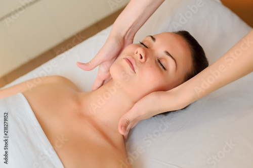 Spa procedure of neck massage.
