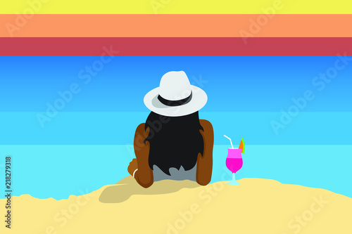 Woman relaxing on the beach
