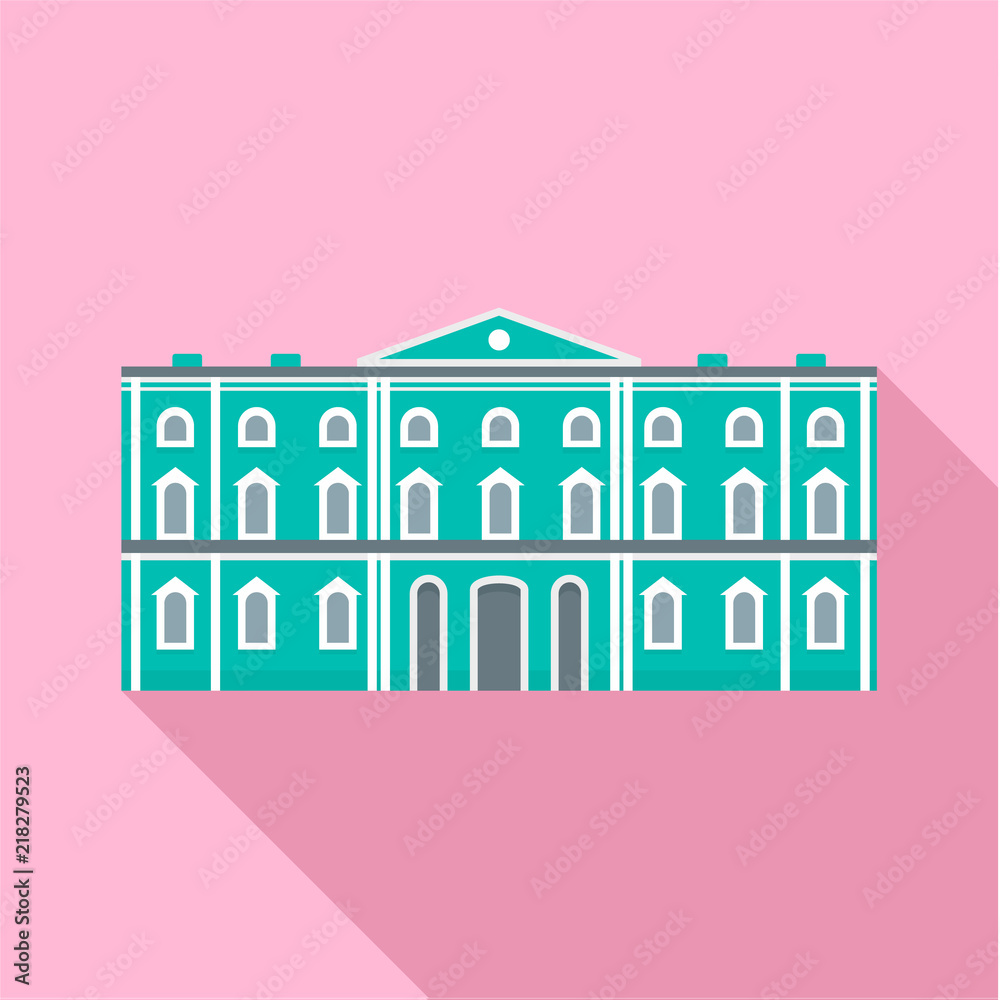 Green city historical building icon. Flat illustration of green city historical building vector icon for web design