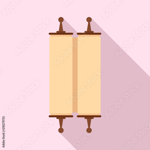 Closed ancient rolled papyrus icon. Flat illustration of closed ancient rolled papyrus vector icon for web design