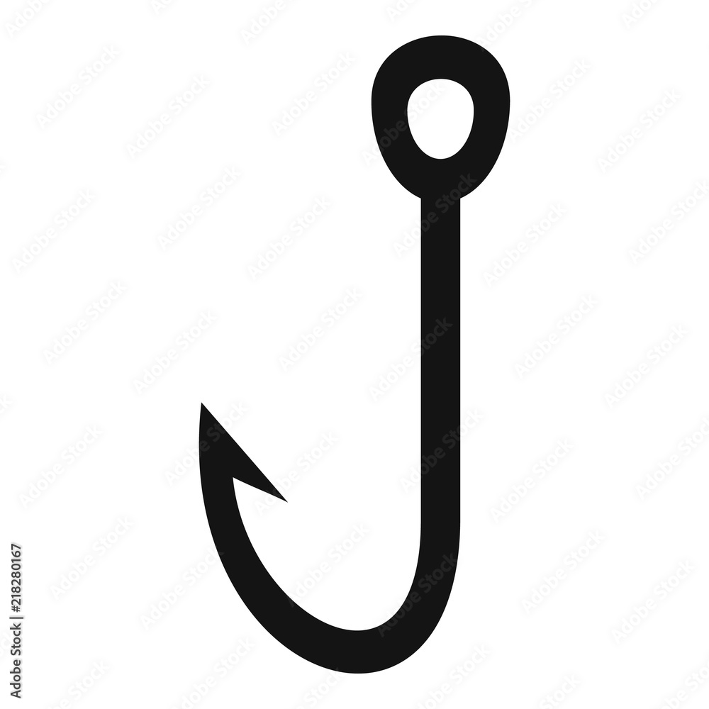Fish hook icon. Simple illustration of fish hook vector icon for web design isolated on white background Fish hook icon. Simple illustration of fish hook vector icon for web design isolated on white background