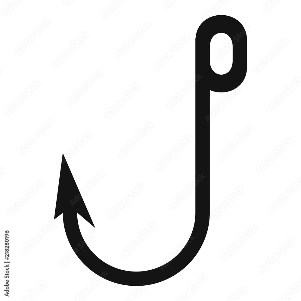 Big fish hook icon. Simple illustration of big fish hook vector icon for web design isolated on white background Big fish hook icon. Simple illustration of big fish hook vector icon for web design isolated on white background