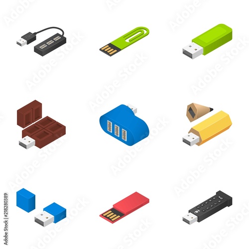 Argument icons set. Isometric set of 9 argument vector icons for web isolated on white background