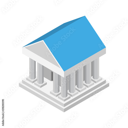 Ancient white bank building icon. Isometric of ancient white bank building vector icon for web design isolated on white background