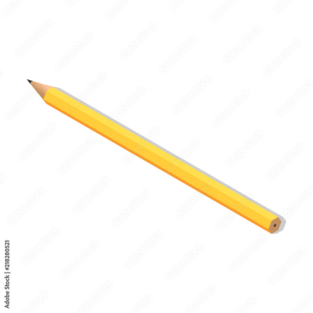 Yellow pencil for drawing icon. Isometric of yellow pencil for drawing vector icon for web design isolated on white background