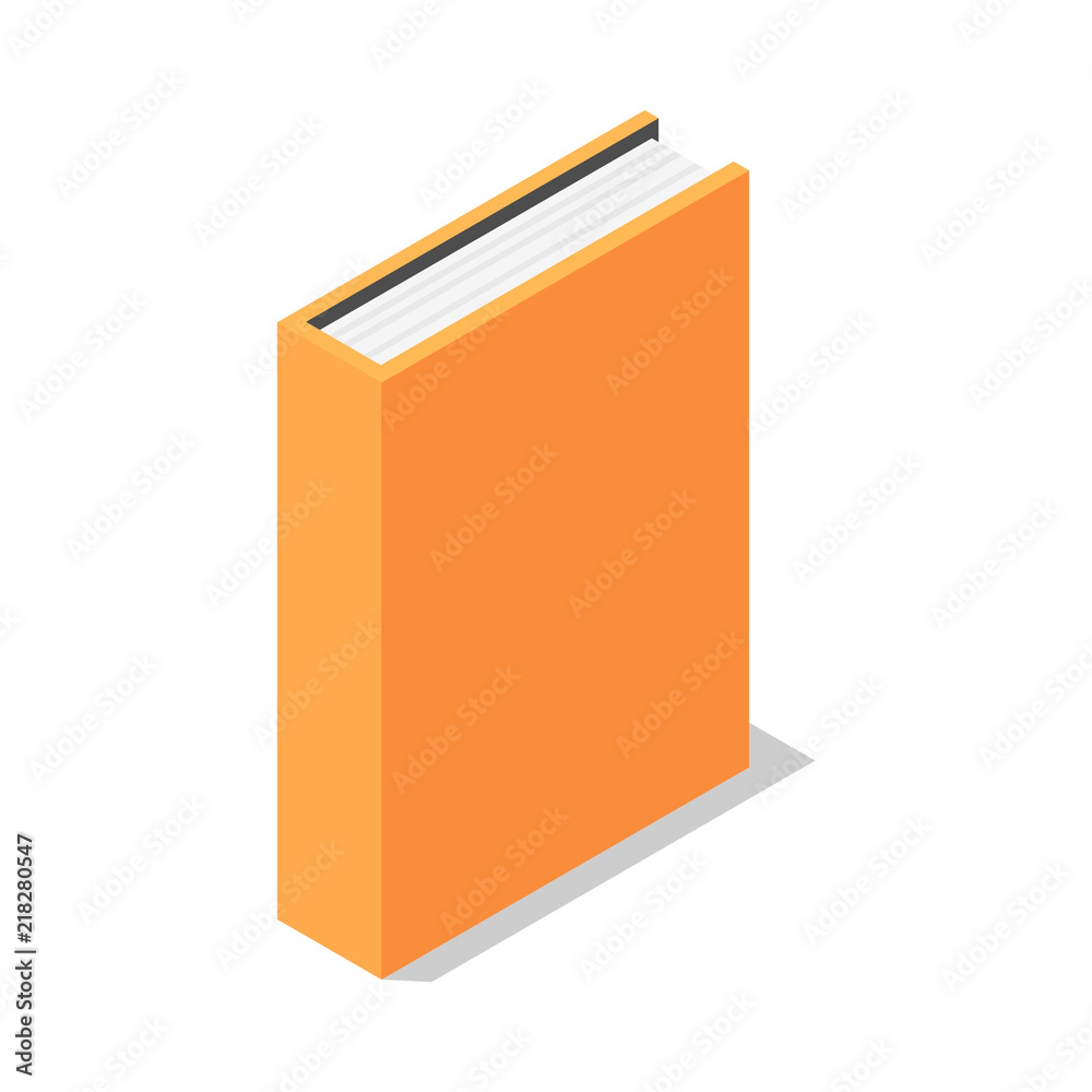 Orange book stand vertical icon. Isometric of orange book stand vertical vector icon for web design isolated on white background Orange book stand vertical icon. Isometric of orange book stand vertical vector icon for web design isolated on white background