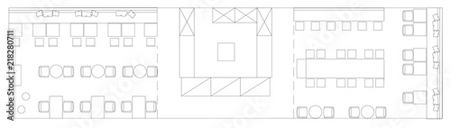 Standard cafe furniture symbols on floor plans
