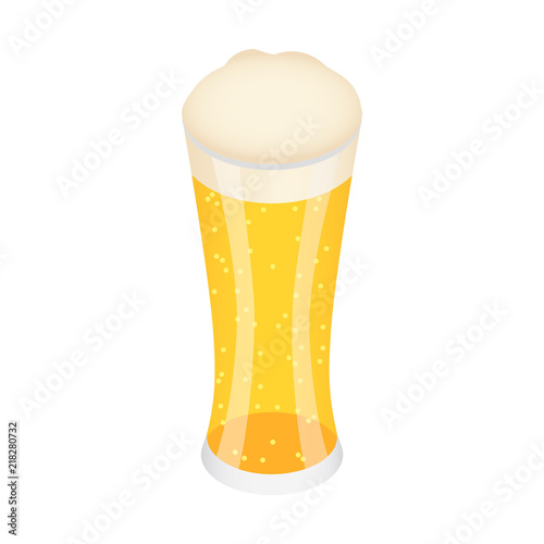 Glass of german beer icon. Isometric of glass of german beer vector icon for web design isolated on white background