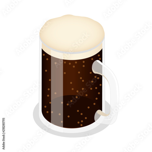 Mug of brown beer icon. Isometric of mug of brown beer vector icon for web design isolated on white background