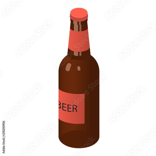 Bottle of beer icon. Isometric of bottle of beer vector icon for web design isolated on white background