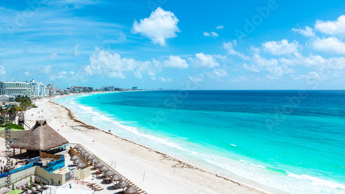 Aerial View of the tropical Caribbean beach 