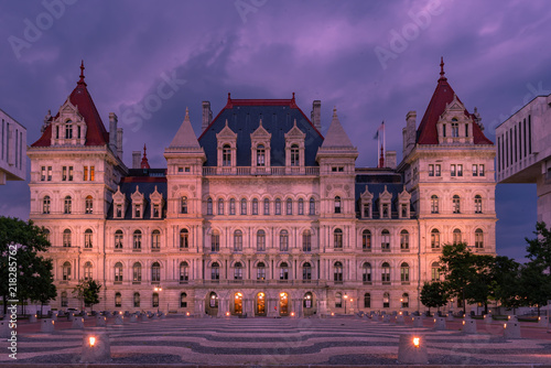 New York State Capitol building at night, Albany NY