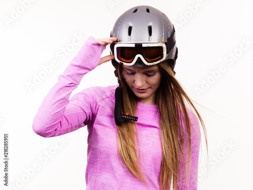 Woman with sporty helmet. © Voyagerix