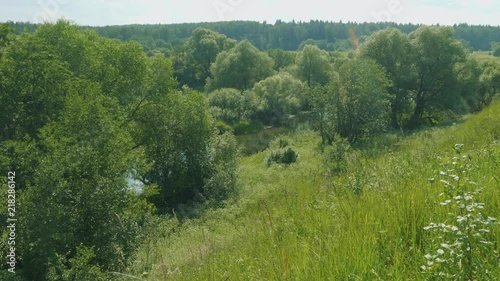 Up view of Vorya river and its green banks. View from German positions during world war second photo
