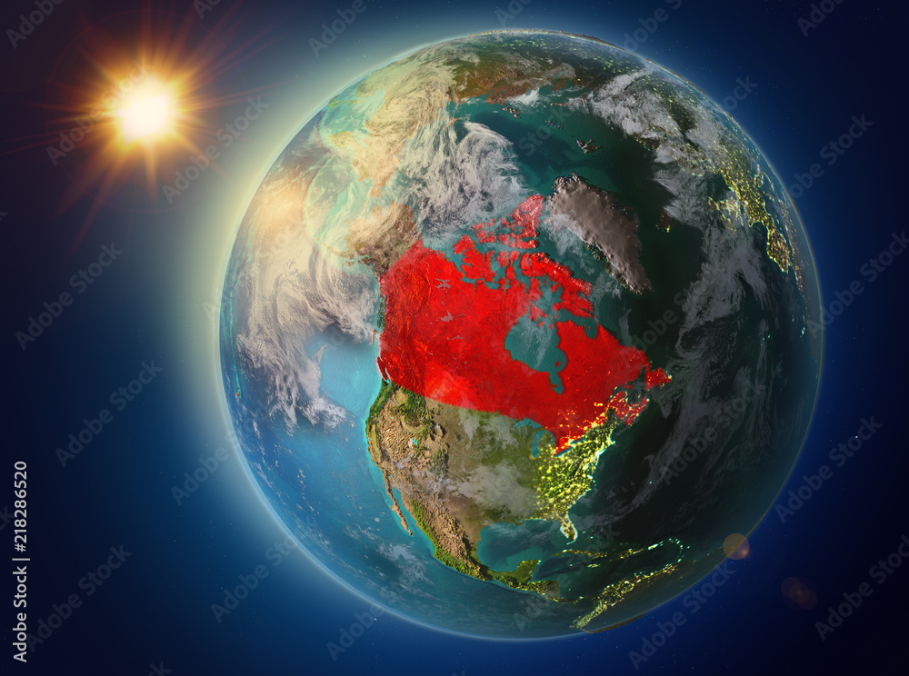 Fototapeta premium Canada with sunset on Earth