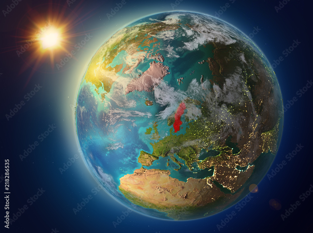 Fototapeta premium Sweden with sunset on Earth
