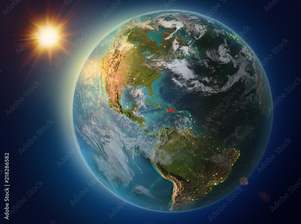 Dominican Republic with sunset on Earth Dominican Republic with sunset on Earth