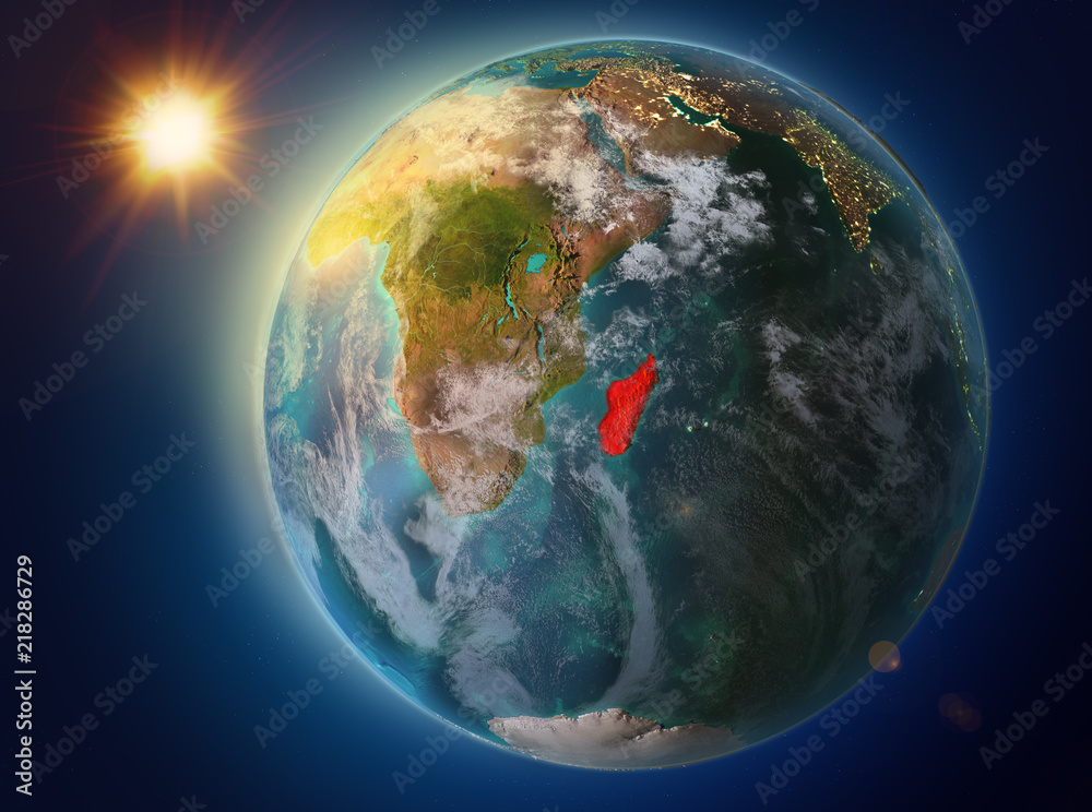 Madagascar with sunset on Earth Madagascar with sunset on Earth