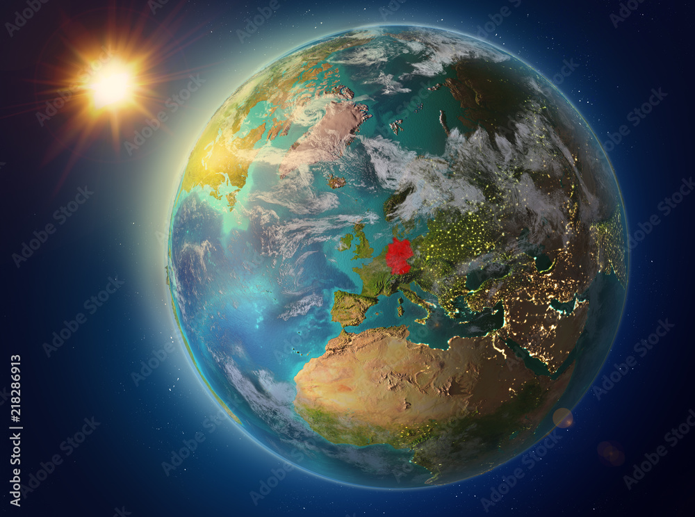 Fototapeta premium Germany with sunset on Earth