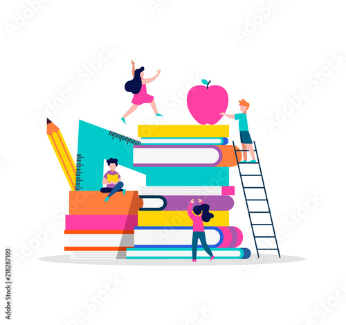 Children playing books for education concept