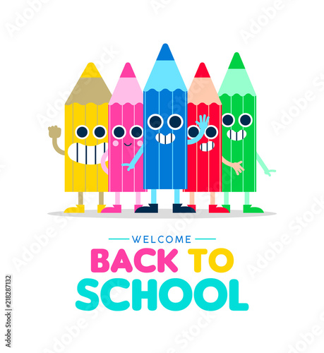 Welcome back to school cartoon pencil friends