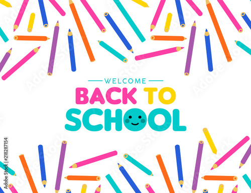 Back to school art color pencil design for kids