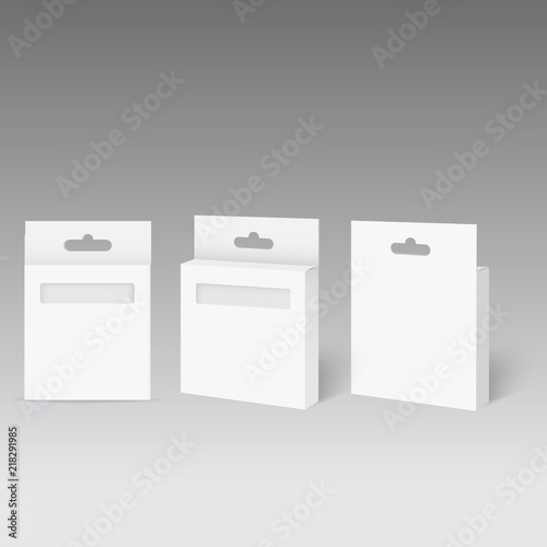 White Product Package Box With Hang Slot. Vector