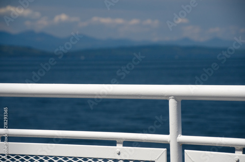 Protective white barriers on a ferry