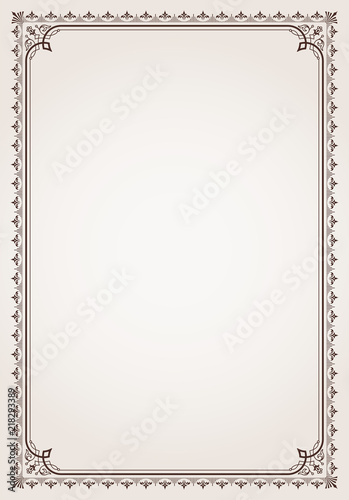 Decorative border frame certificate template