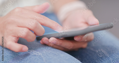 Woman use of mobile phone