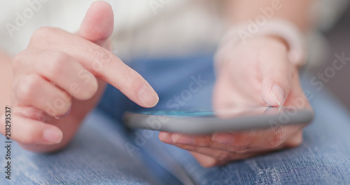 Woman use of mobile phone