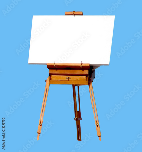 Blank canvas rests on a easel