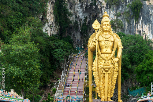 Statue of hindu god Muragan at Batu caves, Kuala Lumpur, Malaysia.