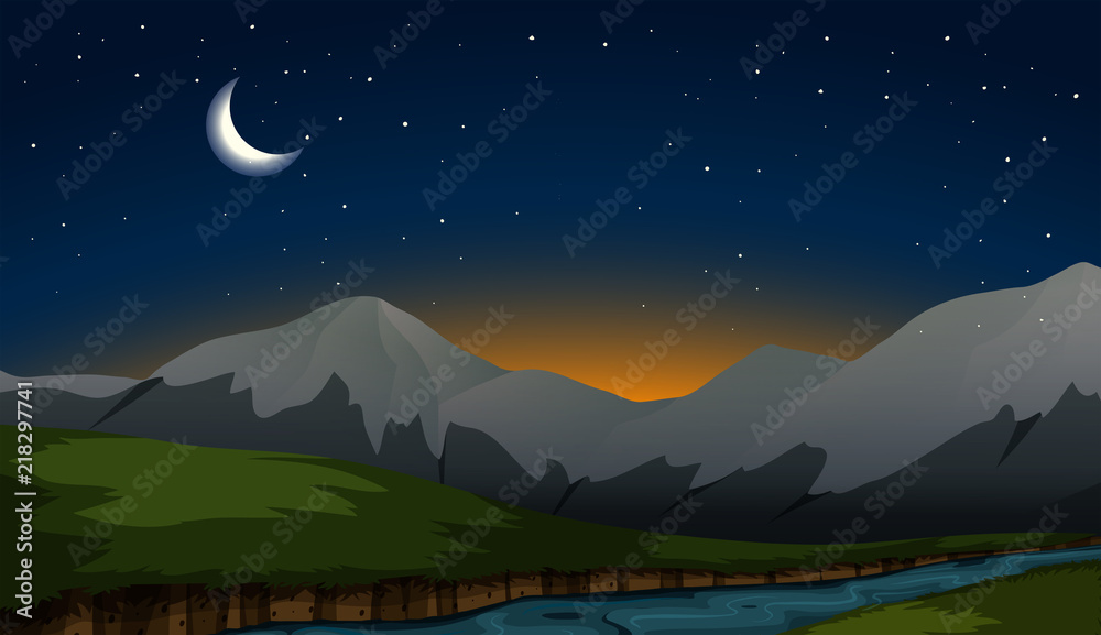 moutain scene at night moutain scene at night