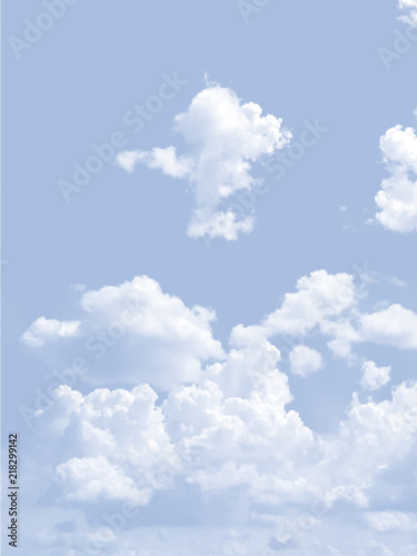 Clouds white realistic isolated on blue background