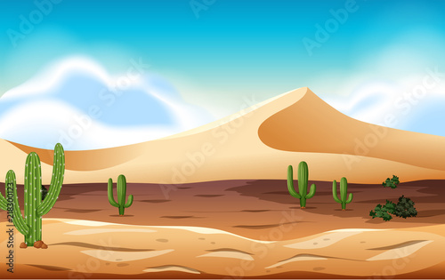 desert with dunes and cactus