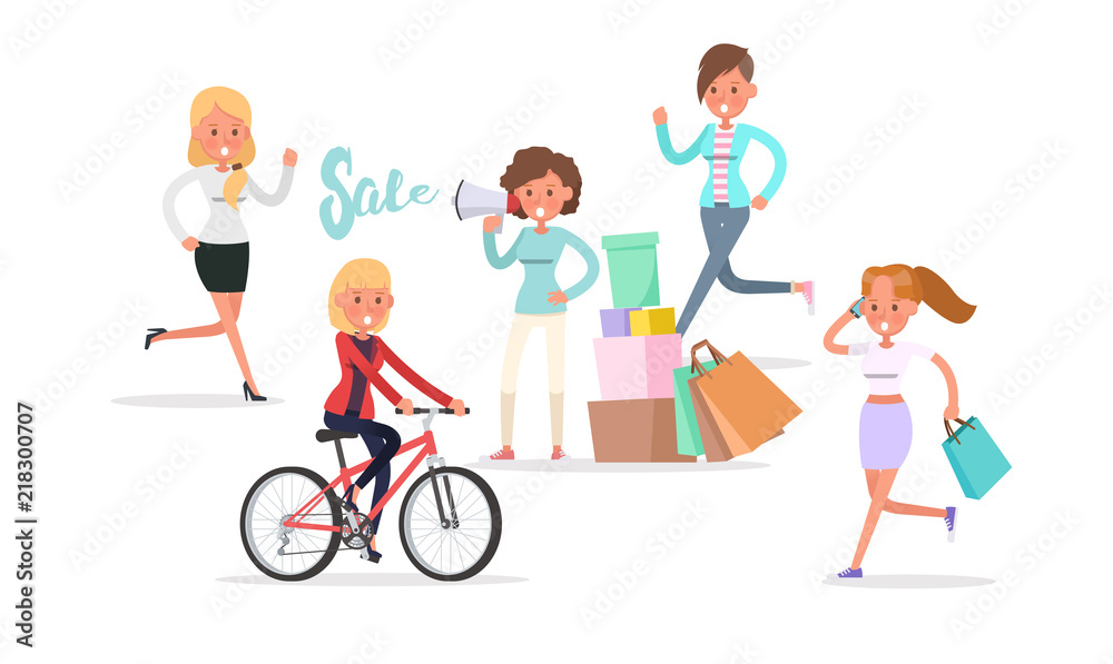 Shopping women characters vector design. no12 Shopping women characters vector design. no12