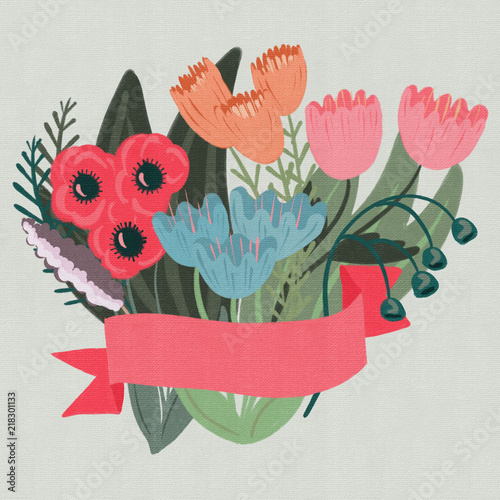 Floral Design with a Customizable Banner to Add Your Own Text